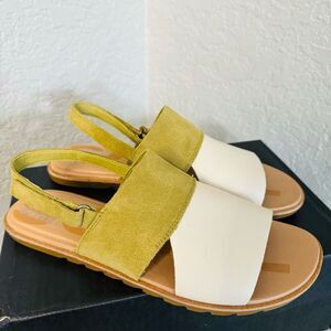 SOREL Ella‎ II Slingback Leather Sandal, Comfort Shoe Olive Beige Size 10.5, NWT
